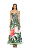Alice And Olivia Alice + Olivia Fia Printed Midi Dress In 棕榈滩