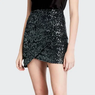 Alice And Olivia Fidela Embellished Draped Mini Skirt In Black In Sea Spray