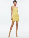 Alice And Olivia Fifi Embellished Fitted Mini Cami Dress In Lemon Meringue