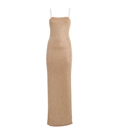 Alice And Olivia Fifi Embellished Maxi Dress In Brown