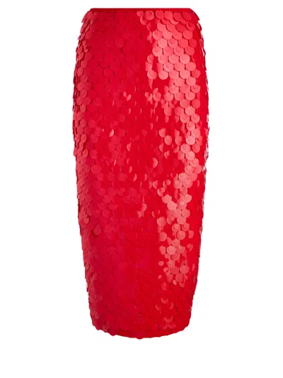Alice And Olivia Fifi Embellished Midi Skirt In Bright Ruby