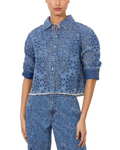 Alice And Olivia Finely Cropped Laser Cut Jacket