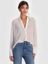 Alice And Olivia Finely Embellished Oversized Button Down In White