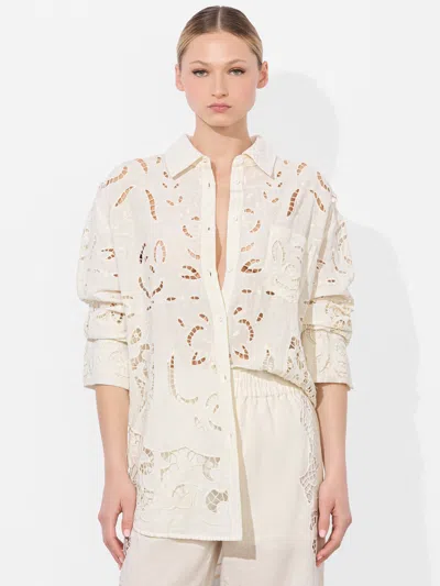 ALICE AND OLIVIA FINELY EYELET OVERSIZED BUTTON DOWN