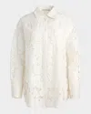 Alice And Olivia Finely Eyelet Oversized Button-front Shirt
