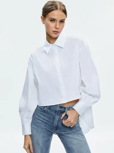 Alice And Olivia Finely Hi-low Shirt In Off White
