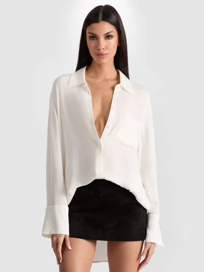 Alice And Olivia Finely Oversized Button Down In Black