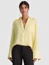 Alice And Olivia Finely Oversized Striped Shirt In Yellow
