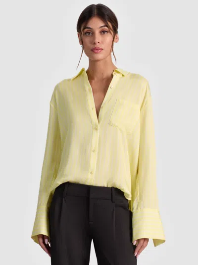 Alice And Olivia Finely Oversized Button Down In Yellow