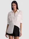Alice And Olivia Finely Oversized Linen Button Down In Neutral