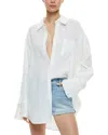 Alice And Olivia Finely Seersucker Shirt In Beige