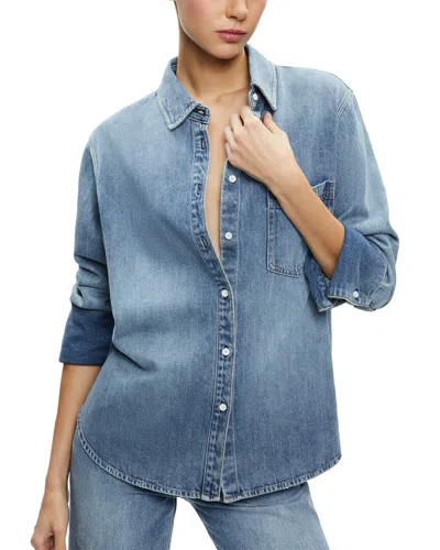Alice And Olivia Finely Oversized Shirt In Blue