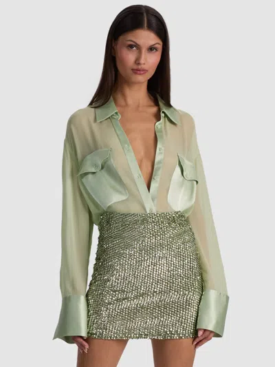 Alice And Olivia Finely Oversized Utility Shirt In Green