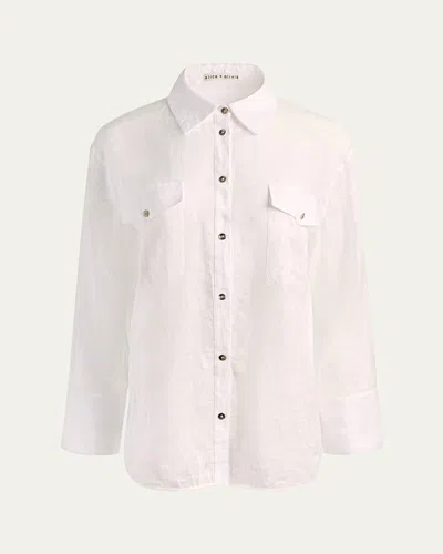 Alice And Olivia Finely Oversized Utility Shirt In White