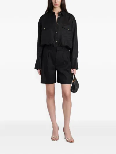 Alice And Olivia Finely Pocket-detail Button-up Shirt In Black
