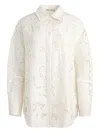 Alice And Olivia Finely Eyelet Oversized Button-front Shirt