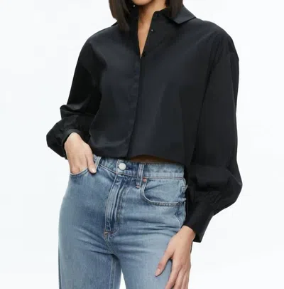 Alice And Olivia Finley High Low Blouse In Black