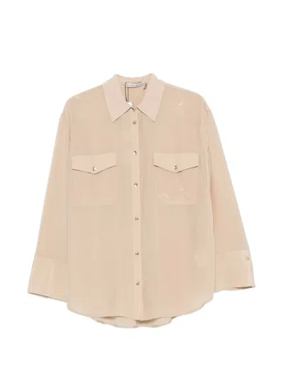 Alice And Olivia Flap-pocket Button-up Shirt In Neutral