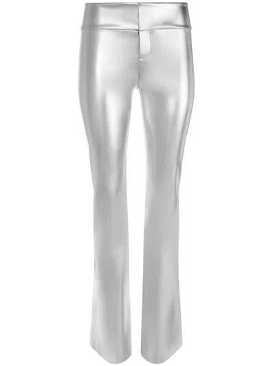 Alice And Olivia Flared Bootcut Trousers In Silver