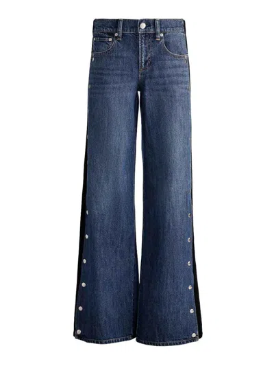 Alice And Olivia Flared Leg Denim Jeans In Blue