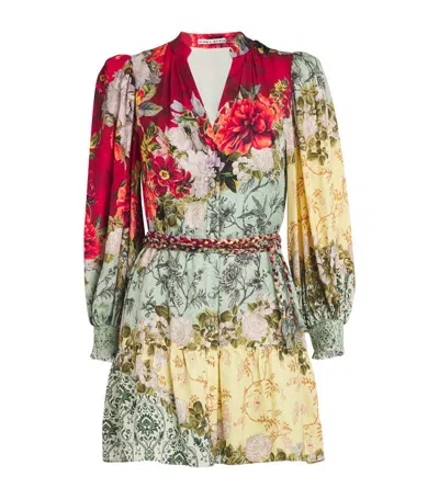 Alice And Olivia Floral Antonette Mini Dress In Multicoloured 1