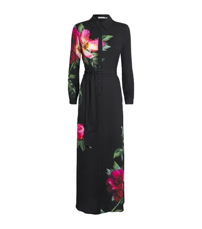 Alice And Olivia Floral Chassidy Shirt Dress In Black