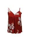 Alice And Olivia Alice & Olivia Floral Lace -trimmed Tank Top In Red Silk In Red