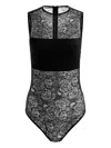 Alice And Olivia Nichol Lace Thong Bodysuit Black In Black