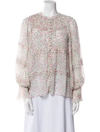 Pre-owned Alice And Olivia Floral Long Sleeve Blouse In Pink