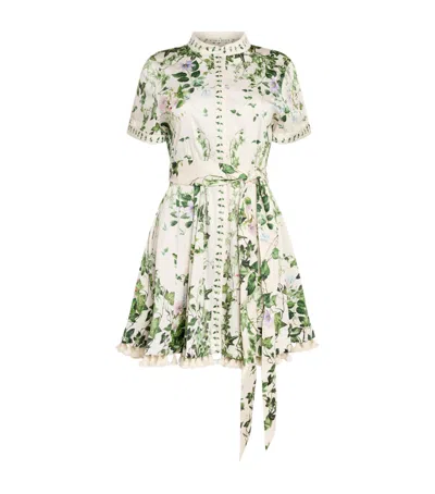 Alice And Olivia Floral Lucy Mini Shirt Dress In White
