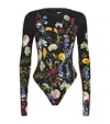 Alice And Olivia Floral Olea Bodysuit In Black