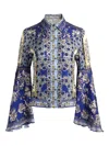 Alice And Olivia Floral-pattern Shirt In Blue