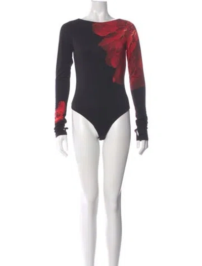 Pre-owned Alice And Olivia Floral Print Bateau Neckline Bodysuit In Multi