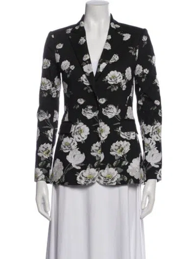 Pre-owned Alice And Olivia Floral Print Blazer In Black