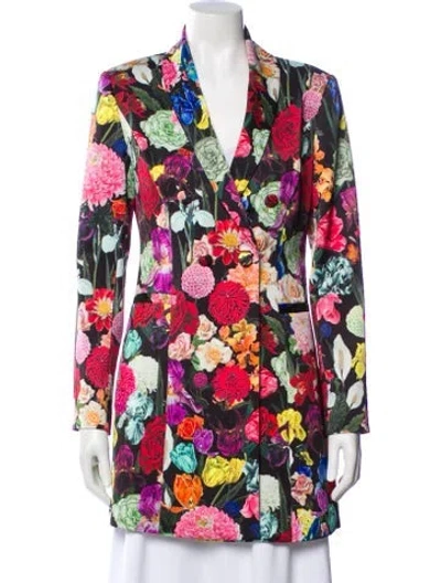 Pre-owned Alice And Olivia Floral Print Blazer In Black