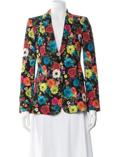 Pre-owned Alice And Olivia Floral Print Blazer In Black