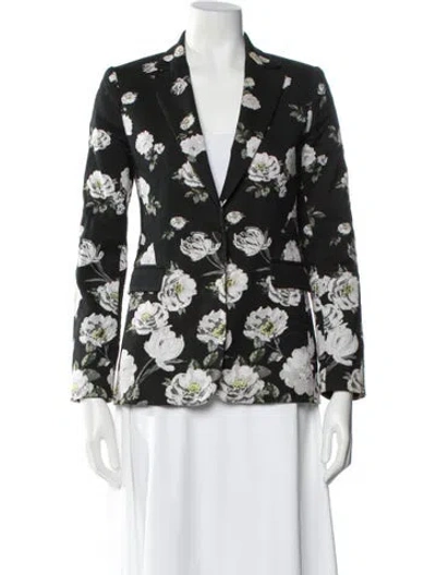 Pre-owned Alice And Olivia Floral Print Blazer In Black