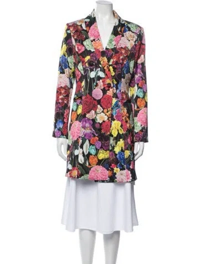 Pre-owned Alice And Olivia Floral Print Blazer In Black