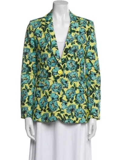 Pre-owned Alice And Olivia Floral Print Blazer In Blue