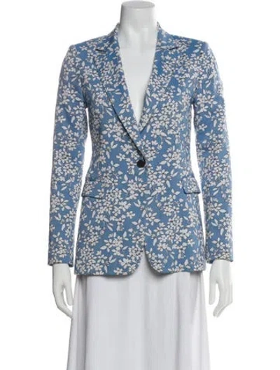 Pre-owned Alice And Olivia Floral Print Blazer In Blue