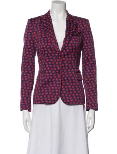 Pre-owned Alice And Olivia Floral Print Blazer In Blue