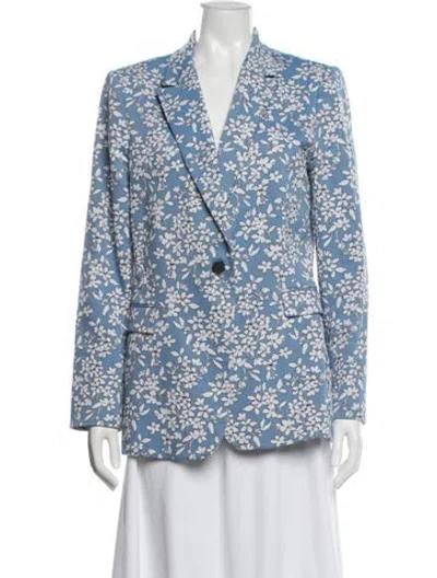 Pre-owned Alice And Olivia Floral Print Blazer In Blue