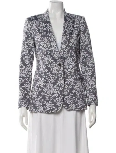 Pre-owned Alice And Olivia Floral Print Blazer In Gray