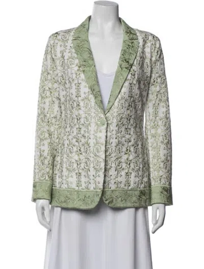 Pre-owned Alice And Olivia Floral Print Blazer In Green