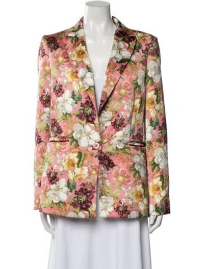 Pre-owned Alice And Olivia Floral Print Blazer In Pink