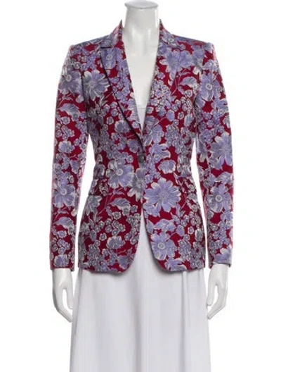 Pre-owned Alice And Olivia Floral Print Blazer In Red