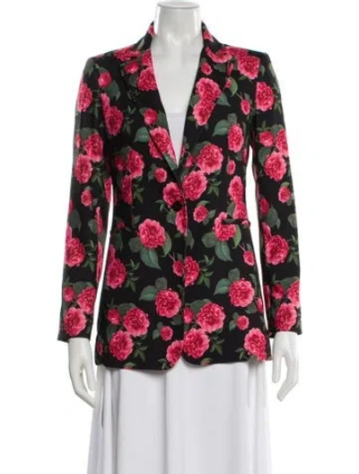 Pre-owned Alice And Olivia Floral Print Blazer In Red