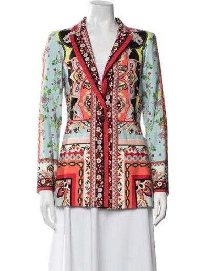 Pre-owned Alice And Olivia Floral Print Blazer W/ Tags In Blue