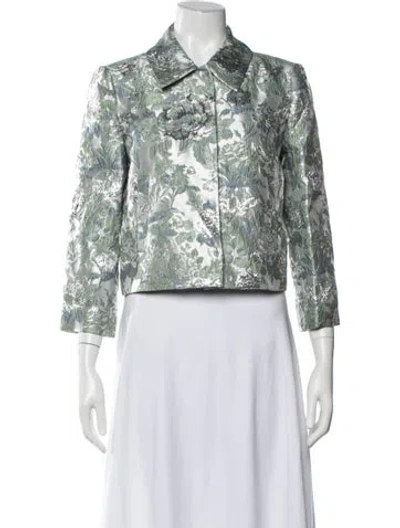 Pre-owned Alice And Olivia Floral Print Blazer W/ Tags In Green