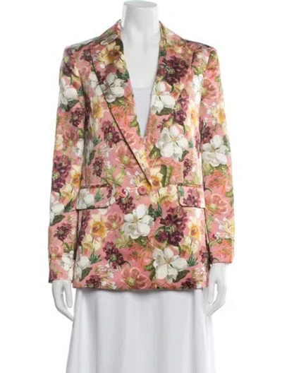 Pre-owned Alice And Olivia Floral Print Blazer W/ Tags In Orange